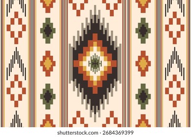 Ethnic ikat seamless pattern.beautiful pattern. floral embroidery, bohemian style, abstract flower art print. ethnic ikat abstract art. seamless fabric. ikat design for fabric, wallpaper, clothing.