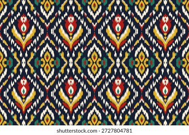 Patrón inconsútil étnico ikat. patrón hermoso. bordado floral, estilo bohemio, impresión abstracta del arte de la flor. arte abstracto étnico ikat. tela inconsútil. diseño ikat para la tela, el Fondo de pantalla, la ropa.