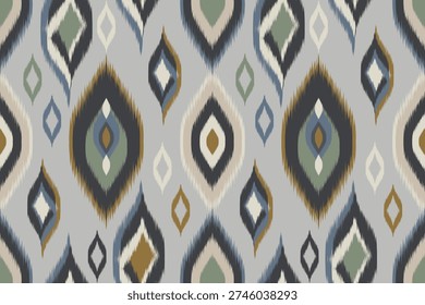 Ethnic ikat seamless pattern.beautiful pattern. floral embroidery, bohemian style, abstract flower art print. ethnic ikat abstract art. seamless fabric. ikat design for fabric, wallpaper, clothing