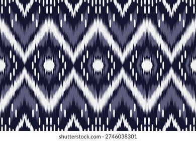 Ethnic ikat seamless pattern.beautiful pattern. floral embroidery, bohemian style, abstract flower art print. ethnic ikat abstract art. seamless fabric. ikat design for fabric, wallpaper, clothing