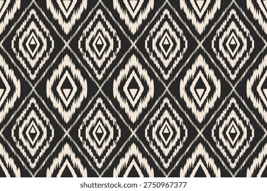 Ethnic ikat seamless pattern.beautiful pattern. floral embroidery, bohemian style, abstract flower art print. ethnic ikat abstract art. seamless fabric. ikat design for fabric, wallpaper, clothing