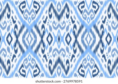 Ethnic ikat seamless pattern.beautiful pattern. floral embroidery, bohemian style, abstract flower art print. ethnic ikat abstract art. seamless fabric. ikat design for fabric, wallpaper, clothing