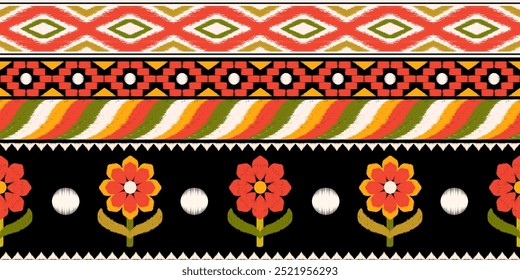 Ethnic ikat seamless pattern.beautiful pattern.folk embroidery,bohemian style,aztec geometric art print.ethnic ikat abstract art.Seamless fabric. Ikat design for fabric, carpet, wallpaper,clothing.