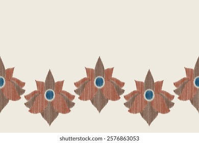 Ethnic ikat traditional motif fabric pattern geometric style.African Ikat embroidery Ethnic oriental pattern white cream brown background wallpaper. Abstract,vector.Texture,frame,decoration.