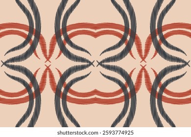 Ethnic ikat traditional motif fabric pattern geometric style.African Ikat embroidery Ethnic oriental pattern white cream brown background wallpaper. Abstract,vector.Texture,frame,decoration.