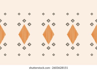 Ethnic ikat traditional motif fabric pattern geometric style.African Ikat embroidery Ethnic oriental pattern white cream brown background wallpaper. Abstract,vector.Texture,frame,decoration.
