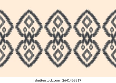 Ethnic ikat traditional motif fabric pattern geometric style.African Ikat embroidery Ethnic oriental pattern white cream brown background wallpaper. Abstract,vector.Texture,frame,decoration.