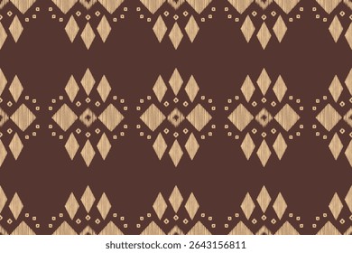 Ethnic ikat traditional motif fabric pattern geometric style.African Ikat embroidery Ethnic oriental pattern brown color background wallpaper. Abstract,vector.Texture,frame,decoration.