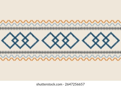 Ethnic ikat traditional motif fabric pattern geometric style.African Ikat embroidery Ethnic oriental pattern white cream brown background wallpaper. Abstract,vector.Texture,frame,decoration.