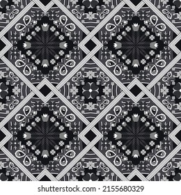 Ethnic ikat tribal folk art vector  seamless pattern background Traditional native repeat pattern for print fashion fabric in Indonesia indian cuture bohemian interior decoration 
