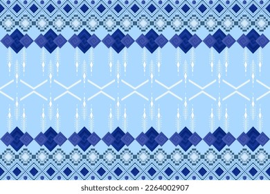 Ethnic ikat tribal seamless pattern. Indian Aztec fabric carpet ornament native boho chevron textile. Geometric African American oriental trend vector illustrations. Embroidery style background.