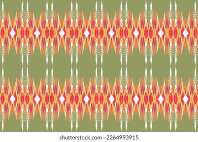 Ethnic ikat tribal seamless pattern. Indian Aztec fabric carpet ornament native boho chevron textile. Geometric African American oriental trend vector illustrations. Embroidery style background.