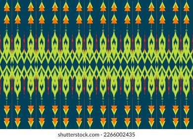 Ethnic ikat tribal seamless pattern. Indian Aztec fabric carpet ornament native boho chevron textile. Geometric African American oriental trend vector illustrations. Embroidery style background.