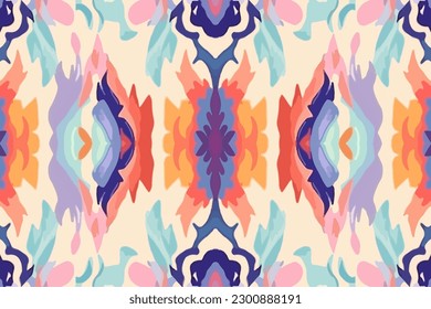 Tono de color pastel de tónica tropical Ikat inmaculada. Resumen de la antigua línea gráfica de la etnia tribal tradicional folk antiguo. Elegante estilo retro vintage de lujo. Tejido textil de textura ikat tropical