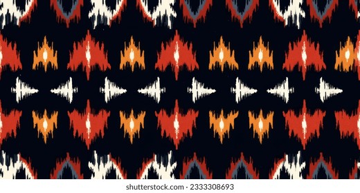 Ethnic Ikat tropical seamless pattern pastel tone. Abstract traditional folk antique graphic fabric line.  tribal embroidery stitch ikat repeat pattern 