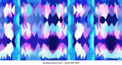 Tono de color pastel de tónica tropical Ikat inmaculada. Resumen de la línea tradicional de tela gráfica folclórica antigua.  patrón de repetición de tirada tribal de bordado ikat 