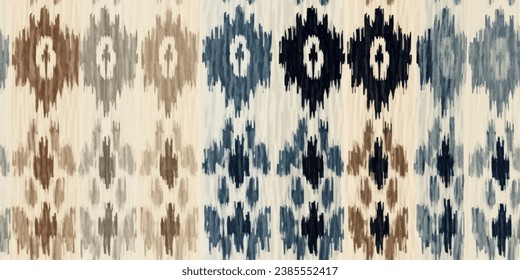 Ethnische Ikat tropische nahtlose Muster Pastellton. Abstrakte traditionelle volkstümliche grafische Linie.Tribal Stickereistich ikat Wiederholmuster.