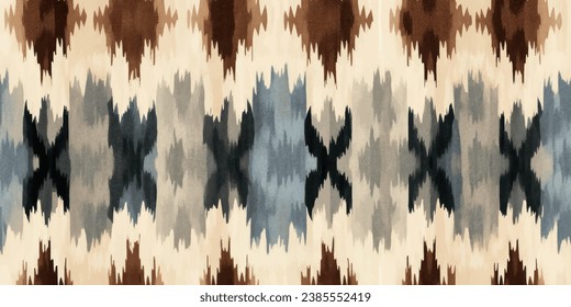 Ethnic Ikat tropical seamless pattern pastel tone. Abstract traditional folk antique graphic fabric line.Tribal embroidery stitch ikat repeat pattern.