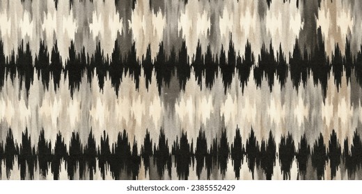 Ethnic Ikat tropical seamless pattern pastel tone. Abstract traditional folk antique graphic fabric line.Tribal embroidery stitch ikat repeat pattern.