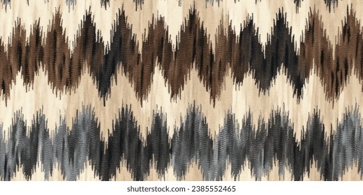 Ethnic Ikat tropical seamless pattern pastel tone. Abstract traditional folk antique graphic fabric line.Tribal embroidery stitch ikat repeat pattern.