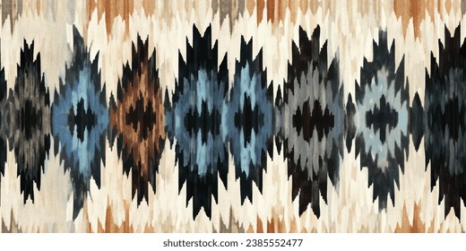 Ethnic Ikat tropical seamless pattern pastel tone. Abstract traditional folk antique graphic fabric line.Tribal embroidery stitch ikat repeat pattern.