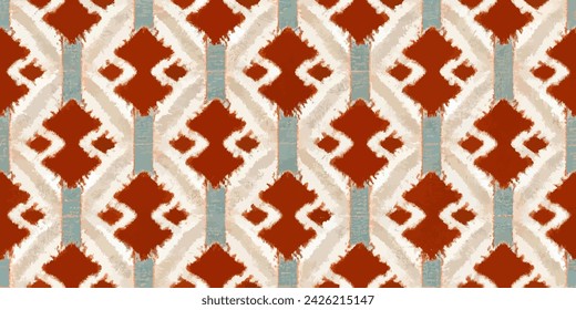 Ethnic Ikat tropical seamless pattern pastel tone. Abstract traditional folk antique graphic fabric line. tribal embroidery stitch ikat repeat pattern.