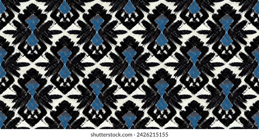 Ethnische Ikat tropische nahtlose Muster Pastellton. Abstrakte traditionelle volkstümliche antike grafische Stofflinie. Stammesstickerei-Muster ikat Wiederholungsmuster.