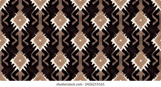 Ethnic Ikat tropical seamless pattern pastel tone. Abstract traditional folk antique graphic fabric line. tribal embroidery stitch ikat repeat pattern.