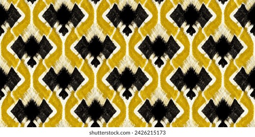 Ethnic Ikat tropical seamless pattern pastel tone. Abstract traditional folk antique graphic fabric line. tribal embroidery stitch ikat repeat pattern.