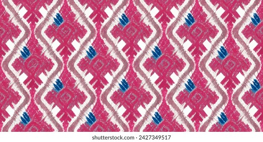 Ethnic Ikat tropical seamless pattern pastel tone. Abstract traditional folk antique graphic fabric line. tribal embroidery stitch ikat repeat pattern.