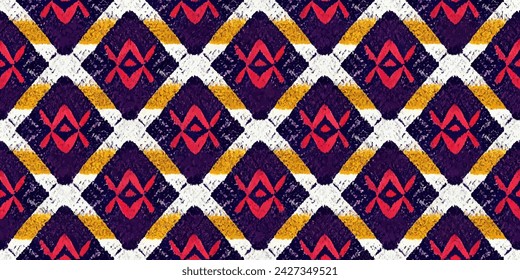 Ethnische Ikat tropische nahtlose Muster Pastellton. Abstrakte traditionelle volkstümliche antike grafische Stofflinie. Stammesstickerei-Muster ikat Wiederholungsmuster.