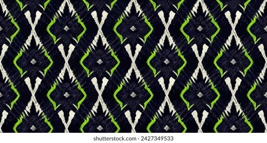 Ethnic Ikat tropical seamless pattern pastel tone. Abstract traditional folk antique graphic fabric line. tribal embroidery stitch ikat repeat pattern.