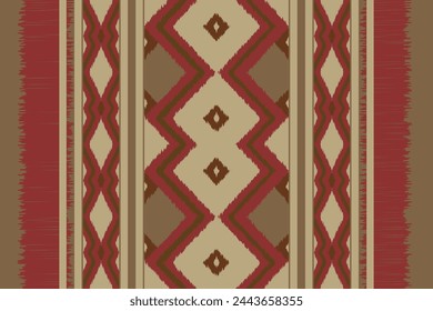 Ethnic Ikat tropical seamless pattern pastel tone. Abstract traditional folk antique graphic fabric line.  tribal embroidery stitch ikat repeat pattern