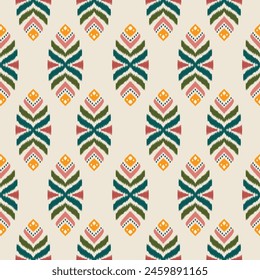 Étnico Ikat tropical sin patrón de tono pastel. Abstractas línea de tela gráfica antigua tradicional folk. patrón étnico oriental geométrico tradicional. diseño para textura, tela, ropa, alfombra.