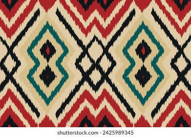 Ethnic ikat tropical traditional pattern folk antique background. Art graphic print design for carpet fabric texture textile wallpaper background backdrop rug.