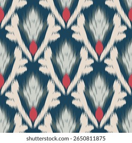 Ethnic ikat tropical traditional pattern folk antique background.Art graphic print design for carpet fabric texture textile wallpaper background backdrop rug.