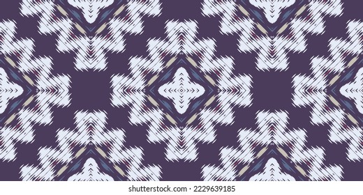 Ethnic Ikkat or Ikat pattern tribal chevron Seamless Pattern. Ethnic Geometric Batik Ikkat Digital vector textile Design for Prints Fabric saree Mughal brush symbol Swaths texture Kurti Kurtis Kurtas