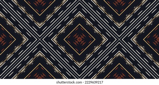 Ethnic Ikkat or Ikat pattern tribal African Seamless Pattern. Ethnic Geometric Ikkat Batik Digital vector textile Design for Prints Fabric saree Mughal brush symbol Swaths texture Kurti Kurtis Kurtas