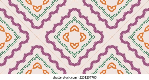 Ethnic Ikkat or Ikat pattern tribal backgrounds Seamless Pattern. Ethnic Geometric Batik Ikkat Digital vector textile Design for Prints Fabric saree Mughal brush Swaths texture Kurti Kurtis Kurtas