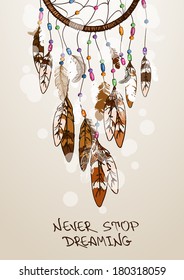 Ethnic illustration with American Indians dreamcatcher