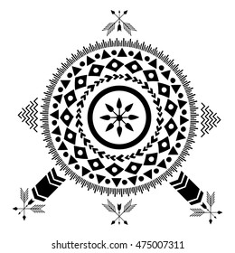 Ethnic illustration, tribal, American Indians traditional symbol. Isolated.