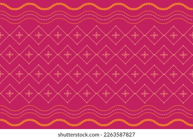 La etnia de la India Bhandhani es un patrón sin fisuras. Ornamento de damasco con patrón de Bandhani tradicional de la India, motivo indio, elemento floral para el patrón de azulejos, saree bandhani, fondo, sarong, bordado de tela