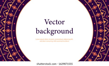 Ethnic indian background with place for text. Geometric vector wreath. Folk illustration