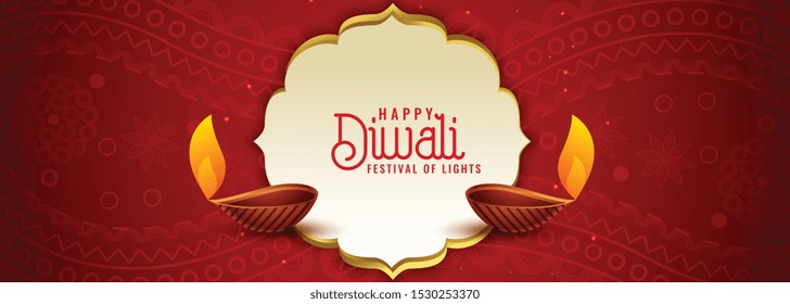ethnic indian diwali festival red banner design