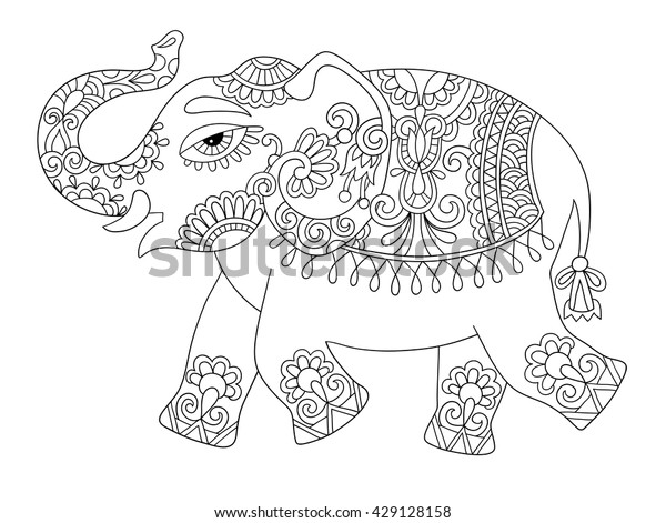 Ethnic Indian Elephant Line Original Drawing Stock Vector (Royalty Free ...