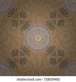 Ethnic Indian folklore. Vector abstract seamless patchwork background with blue and red ornaments, geometric Moroccan seamless pattern. Stylized stars, snowflakes and grids.