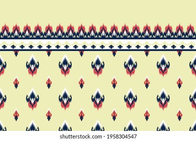 Ethnic Indian ikat pattern seamless. Geometric, native, tribal, boho, Aztec, fabric, carpet, mandala, African,American chevron textile wallpaper. Design for texture cotton silk. Vector illustrations.