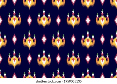 Ethnic Indian ikat pattern seamless. Geometric, native, tribal, boho, Aztec, fabric, carpet, mandala, African,American chevron textile wallpaper. Design for texture cotton silk. Vector illustrations.