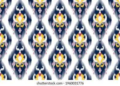 Ethnic Indian ikat pattern seamless. Geometric, native, tribal, boho, Aztec, fabric, carpet, mandala, African,American chevron textile wallpaper. Design for texture cotton silk. Vector illustrations.