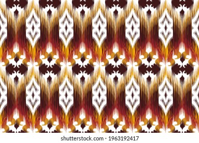 Ethnic Indian ikat seamless pattern design. Aztec fabric carpet mandala native African American textile decoration wallpaper. Geometric style texture vector illustrations background.
